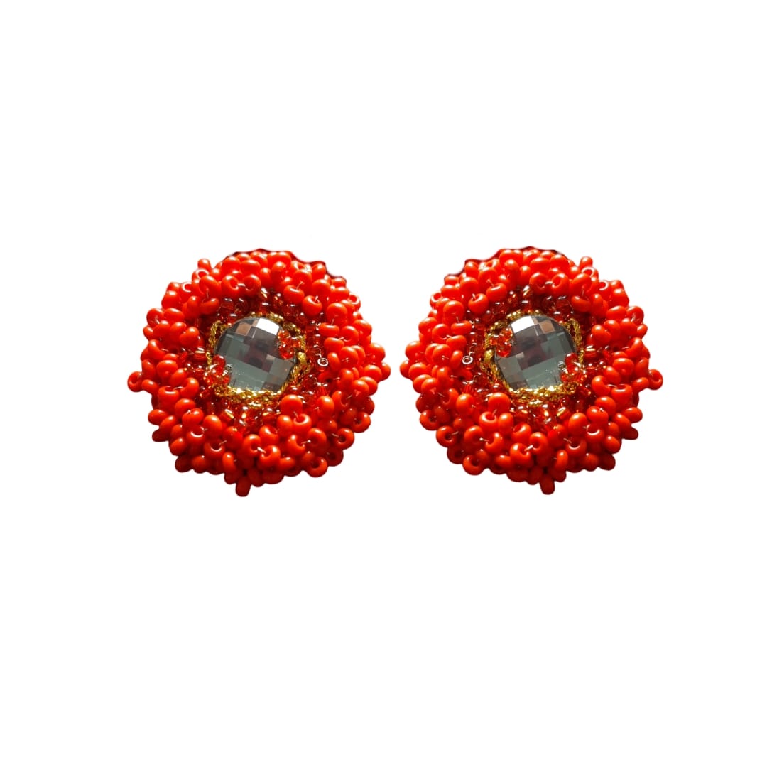 Brincos de Festa Vermelhos com Cristal