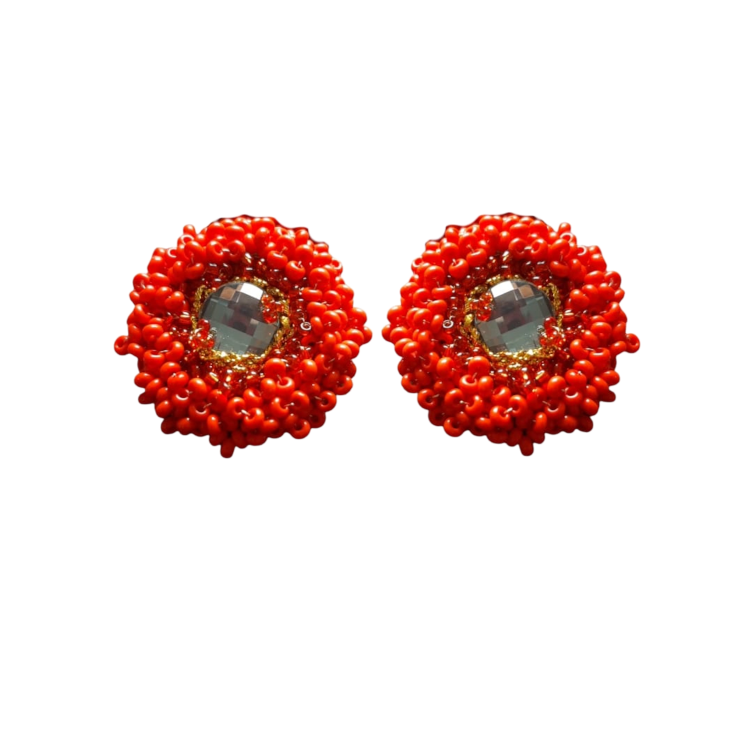 Brincos de Festa Vermelhos com Cristal