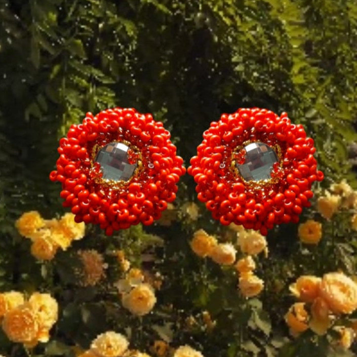 Brincos de Festa Vermelhos com Cristal2