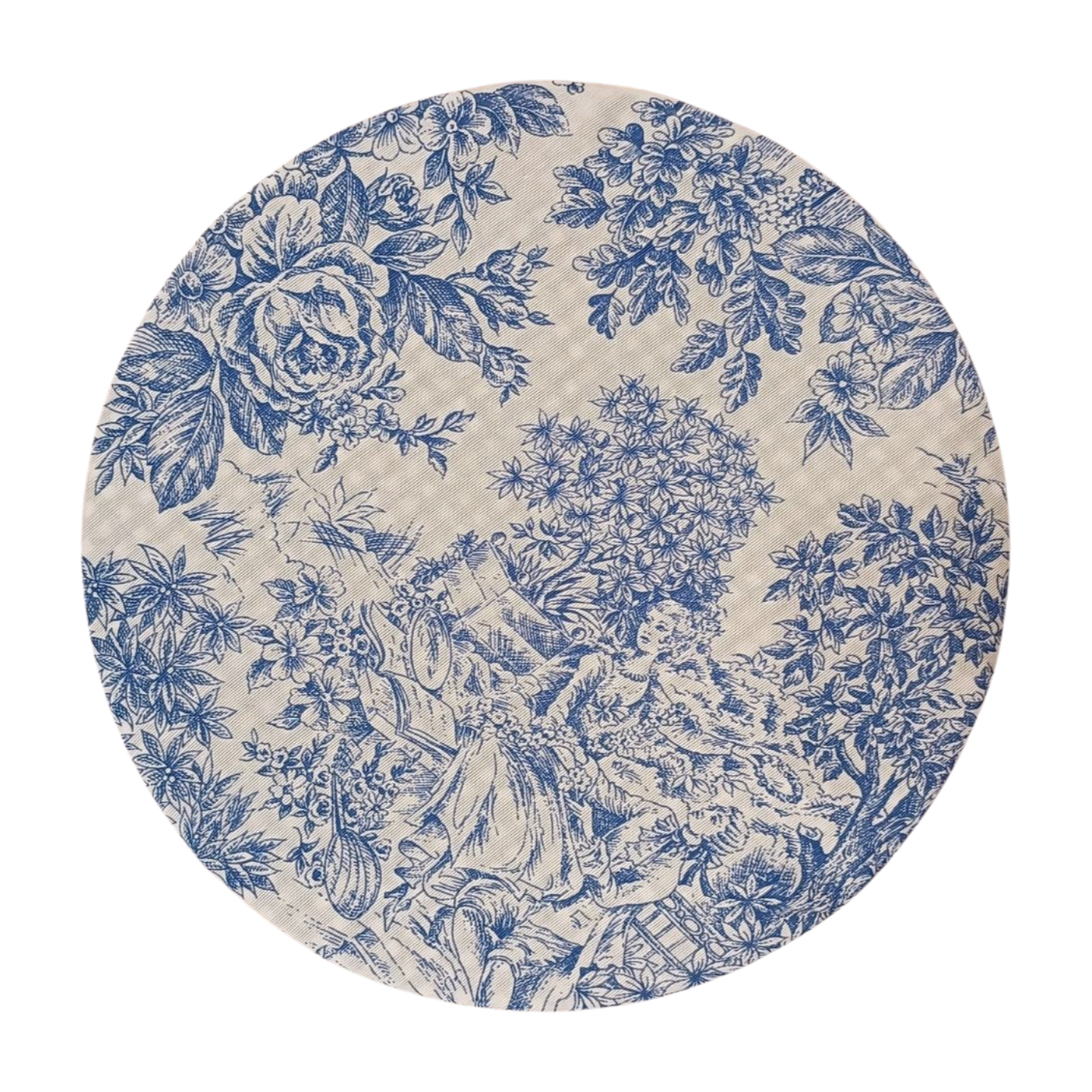 Capa dupla face Toile de Jouy Azul