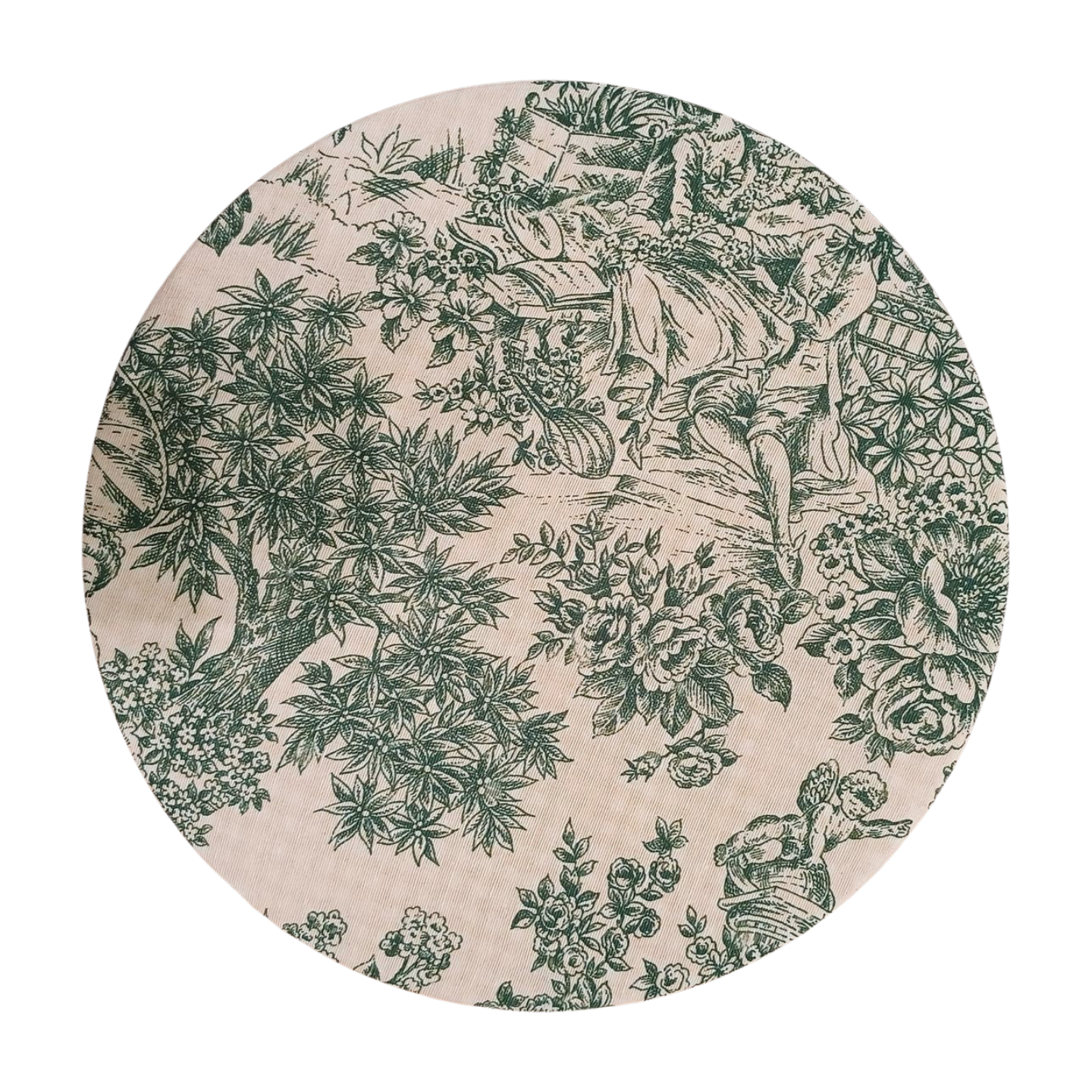 Capa dupla face Toile de Jouy Verde1