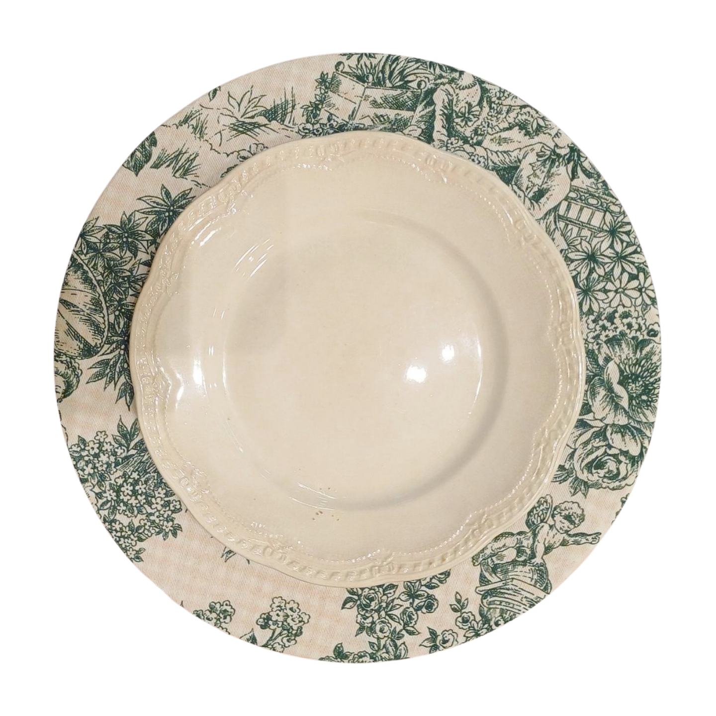 Capa dupla face Toile de Jouy Verde2