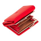 Carteira de Pele Vermelha com Fecho de Mola-DUDU