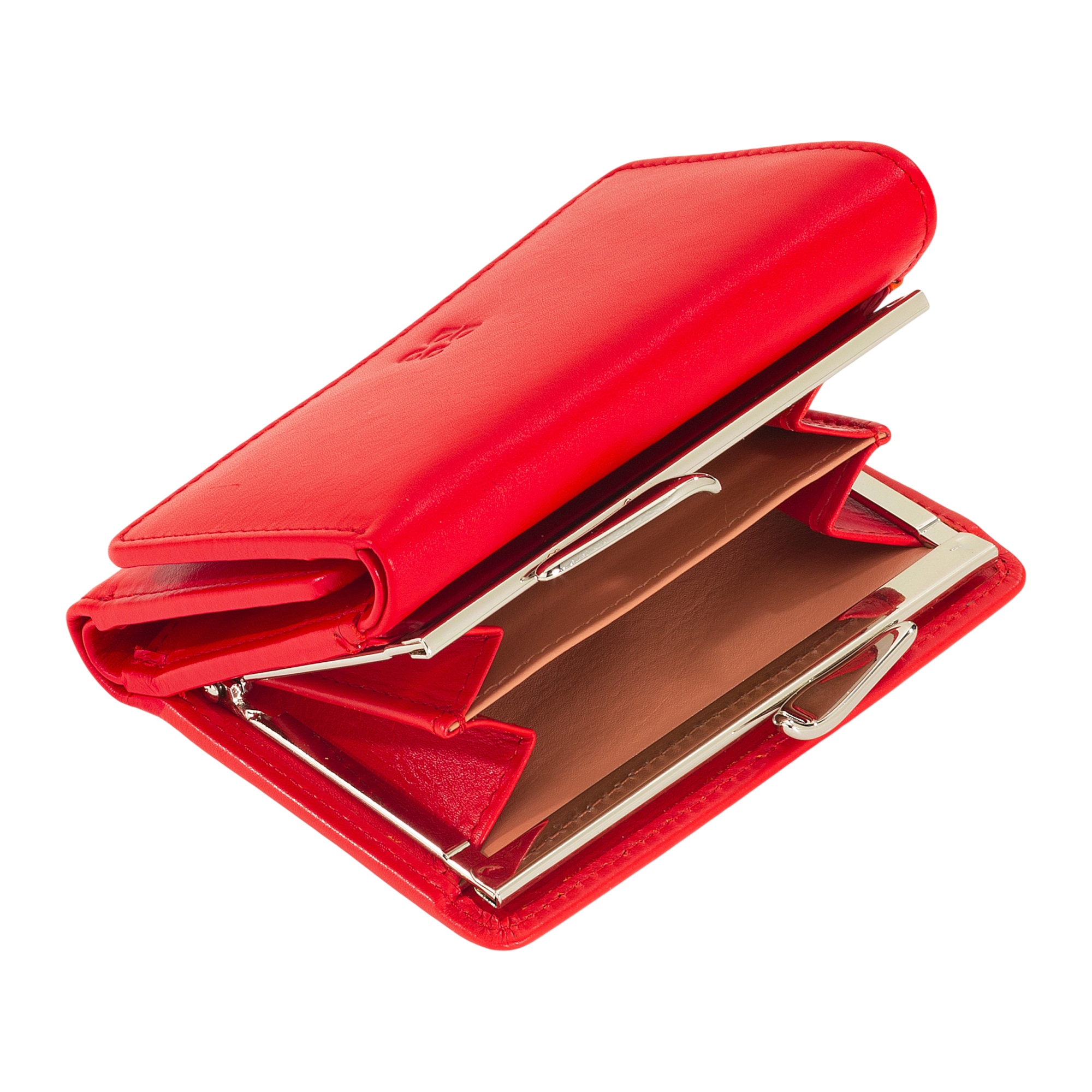 Carteira de Pele Vermelha com Fecho de Mola-DUDU