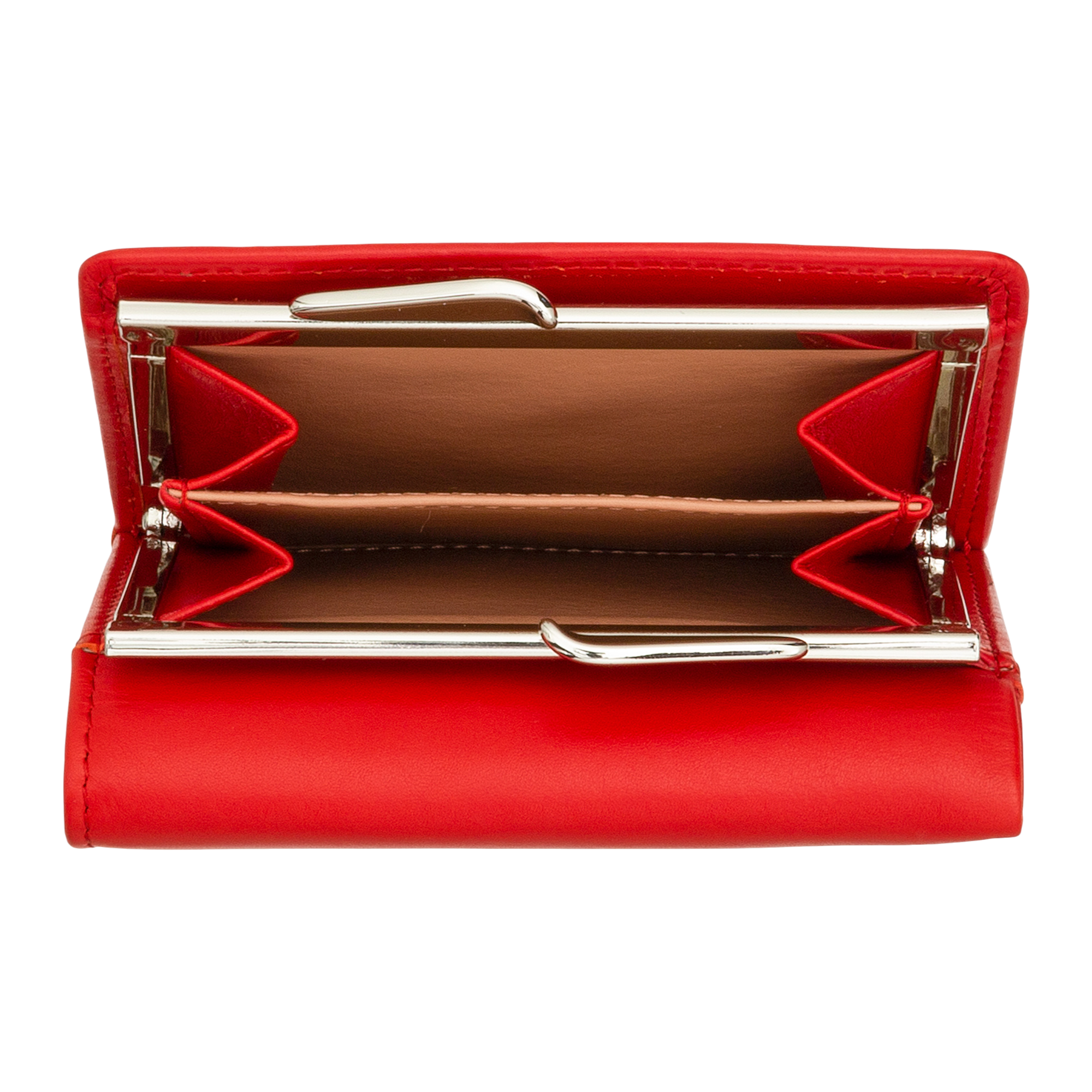 Carteira de Pele Vermelha com Fecho de Mola-DUDU