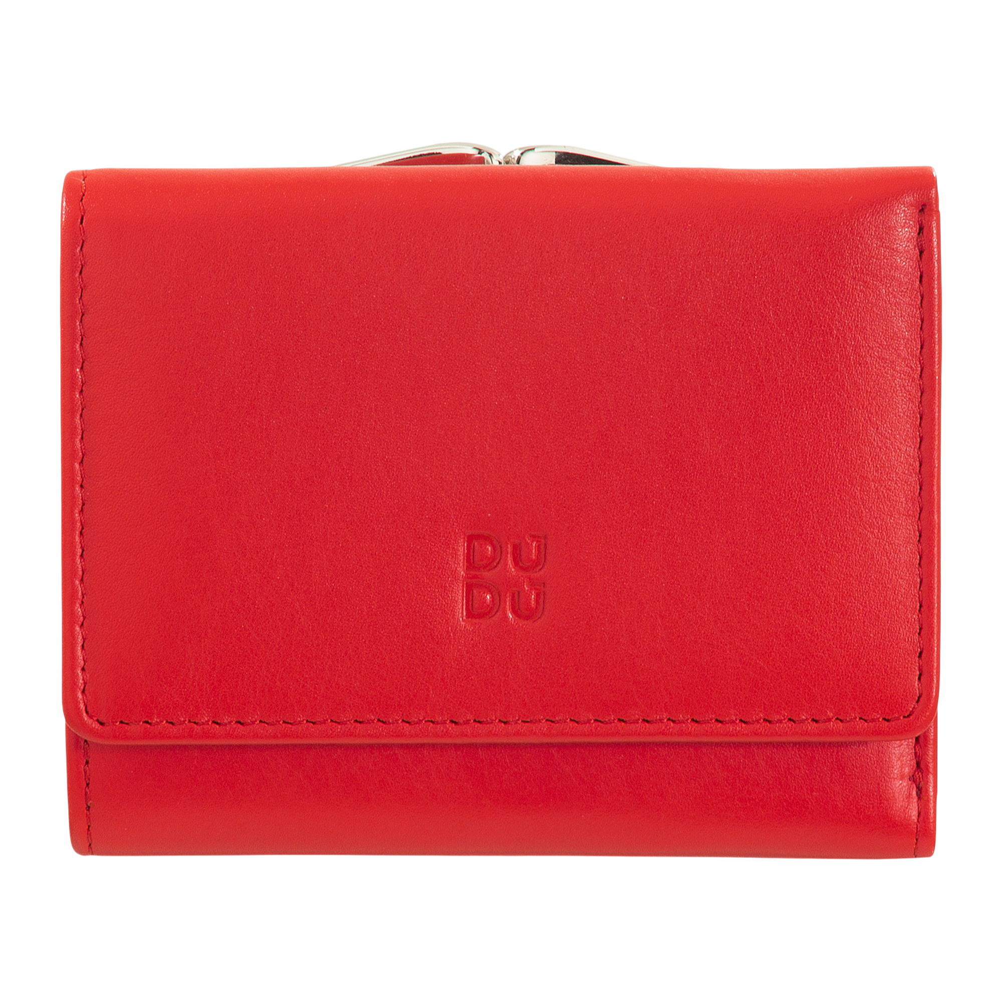 Carteira de Pele Vermelha com Fecho de Mola-DUDU