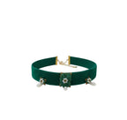 Choker Iluztro em veludo verde com pérolas – gargantilha artesanal exclusiva