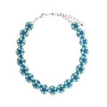 Choker artesanal Iluztro em pérolas azuis e cristais – gargantilha ajustável exclusiva