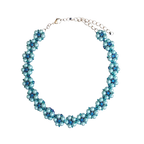 Choker artesanal Iluztro em pérolas azuis e cristais – gargantilha ajustável exclusiva