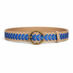Embroidered beige and blue suede Bark Belt