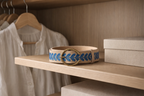 Embroidered beige and blue suede Bark Belt
