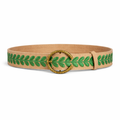 Embroidered beige and green suede Bark belt