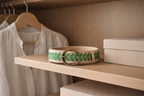 Embroidered beige and green suede Bark belt