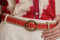 Beige and red embroidered suede Bark belt