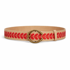 Beige and red embroidered suede Bark belt