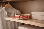 Beige and red embroidered suede Bark belt