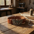 Cinto de Pele Castanha com Fivela Borboleta1