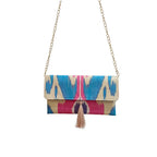 Clutch Artesanal Ikat Rosa e Turquesa