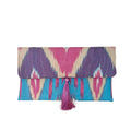 Clutch Artesanal Ikat Roxa, Azul e Bege