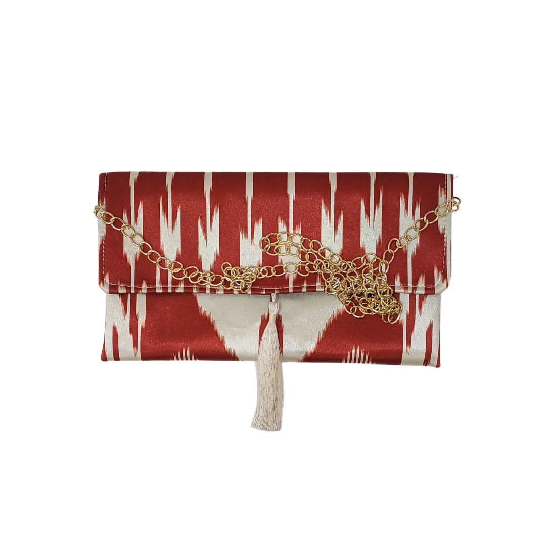 Clutch artesanal em brick e bege1