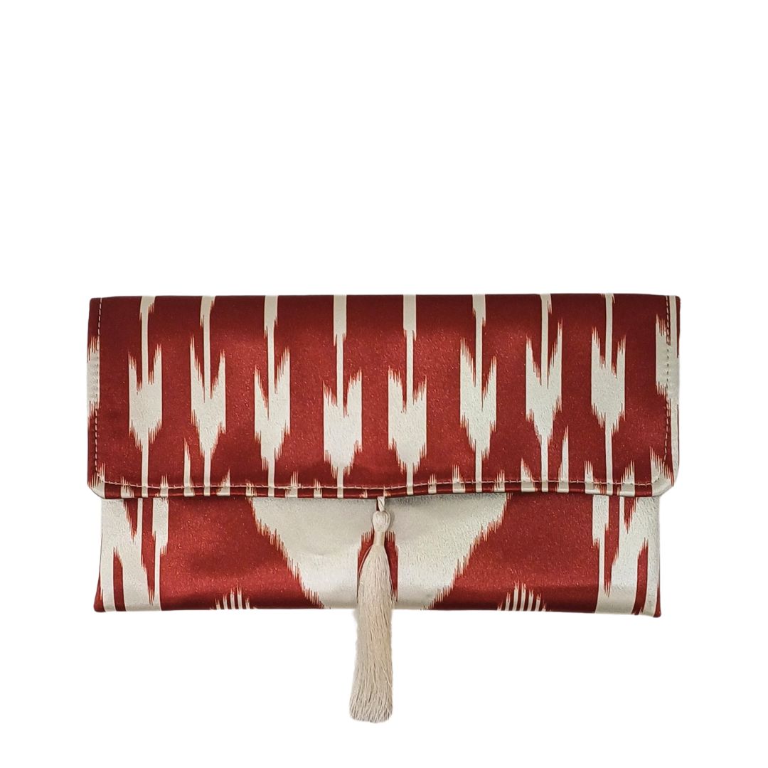 Clutch artesanal em brick e bege3