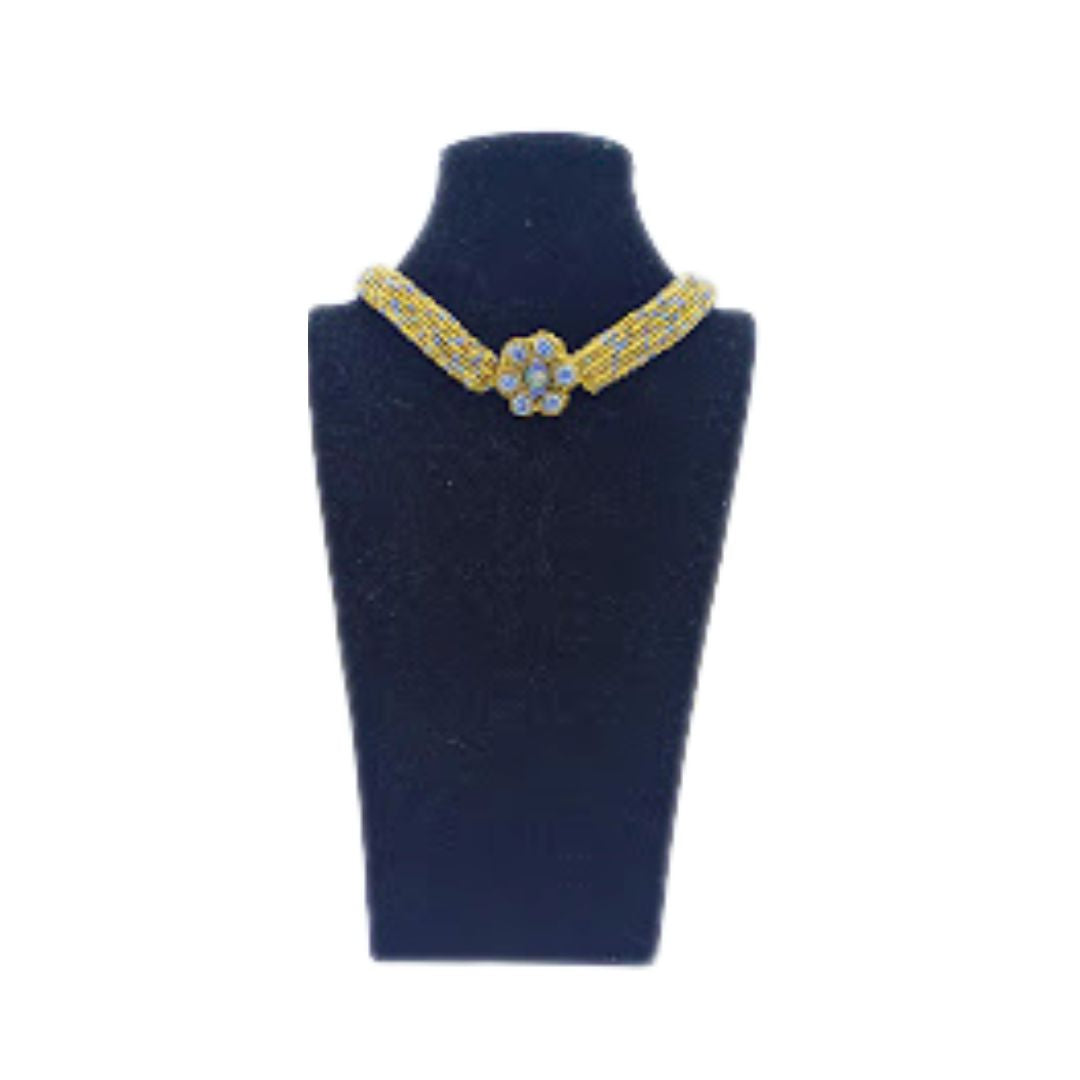Colar Choker Bordado com Missangas e Flor Central5