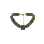 Colar Choker Bordado com Missangas e Flor Central