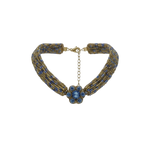 Colar Choker Bordado com Missangas e Flor Central