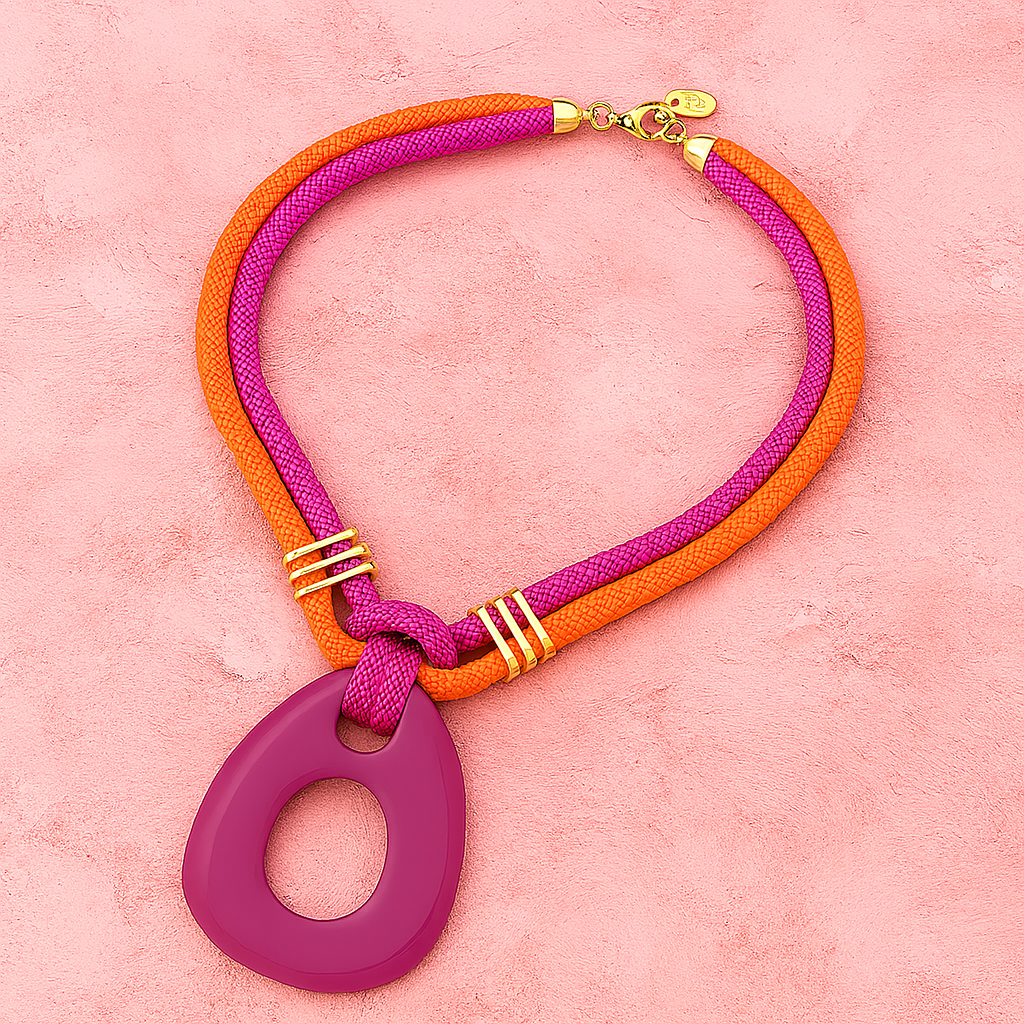 Colar Cores de Verão-Laranja e Rosa