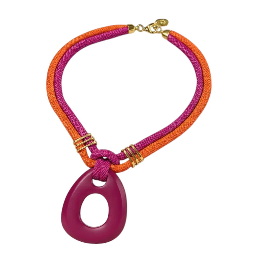 Colar Cores de Verão-Laranja e Rosa