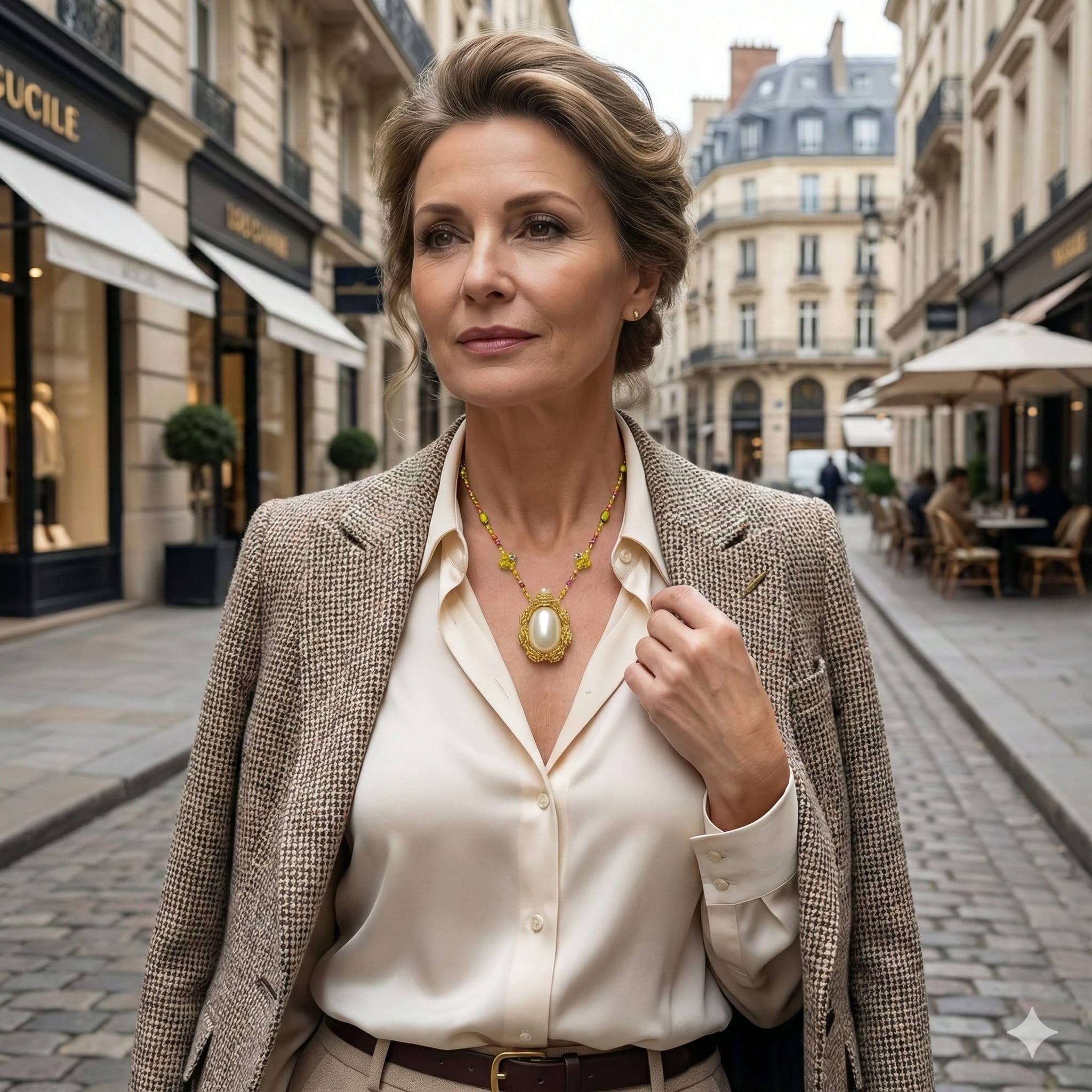 Colar artesanal Iluztro com pendente pérola oval – missangas em dourado e rosa