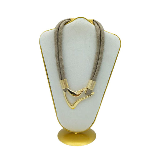 Colar elegante corda náutica- Bege e Dourado