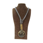 Colar longo com medalha de resina marmoreada-Corda náutica