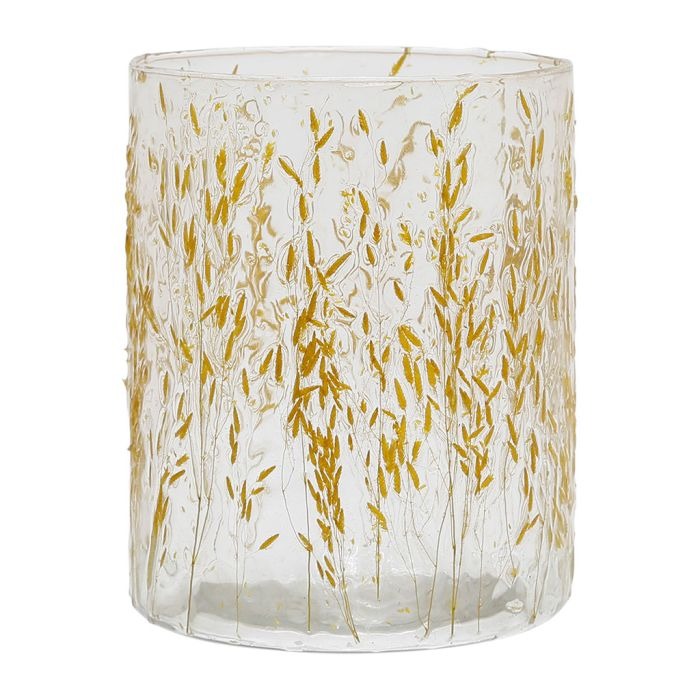 Jarra vidro com linho natural