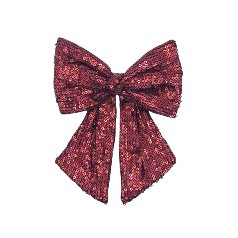 Burgundy sequin hair bow