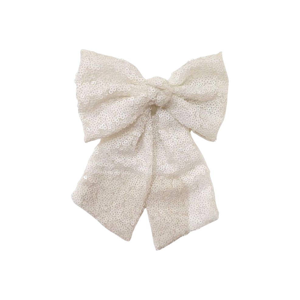 White sequin bow