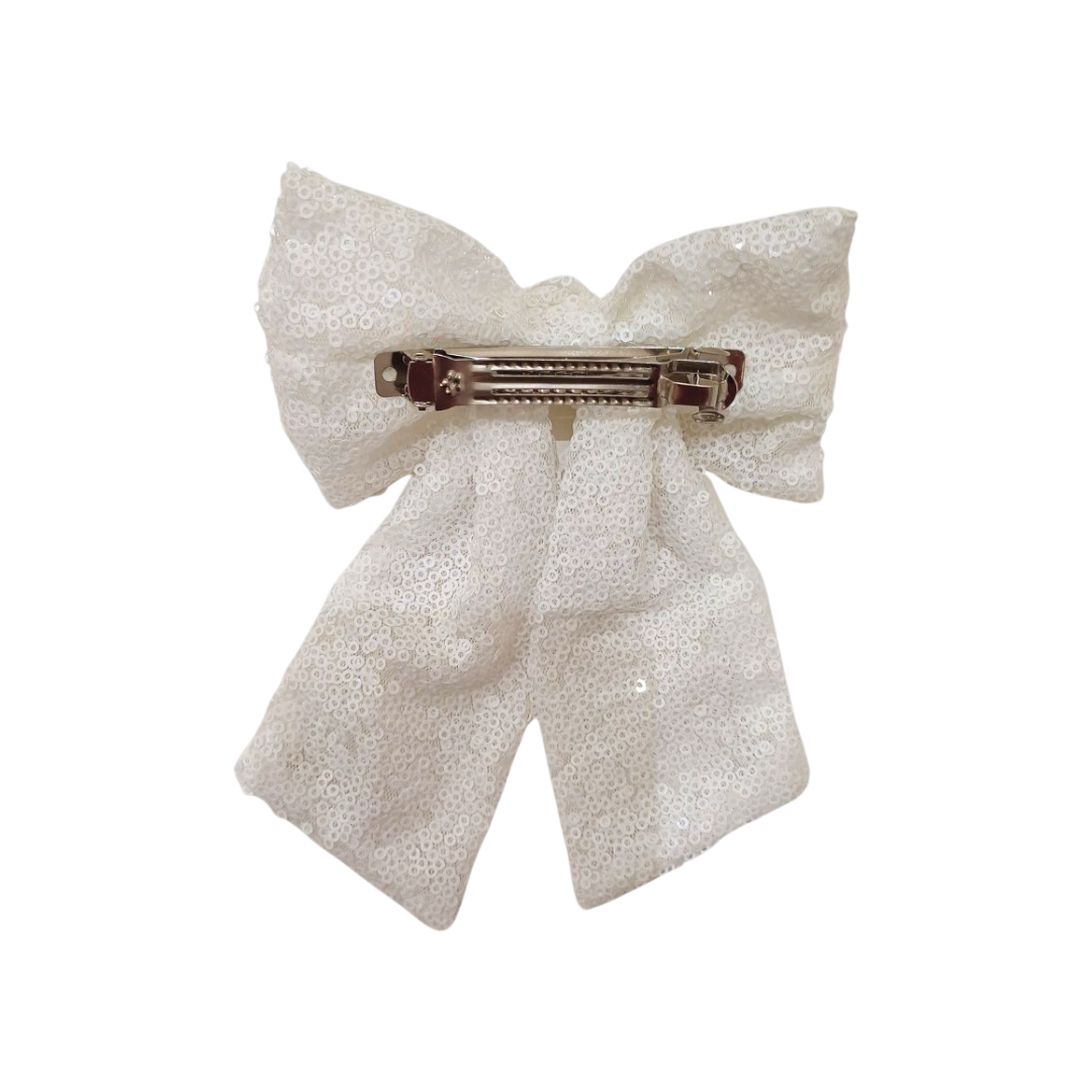 White sequin bow