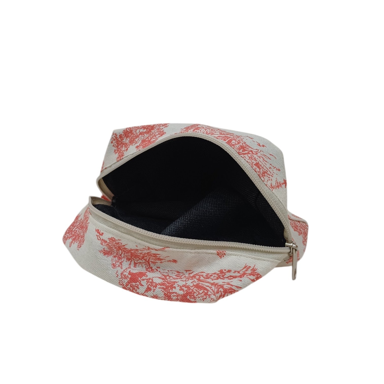 Necessaire DelaMur Pequeno Toile de Jouy Coral | Bolsa Cosmética com Fecho e Pega