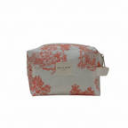 Necessaire DelaMur Pequeno Toile de Jouy Coral | Bolsa Cosmética com Fecho e Pega