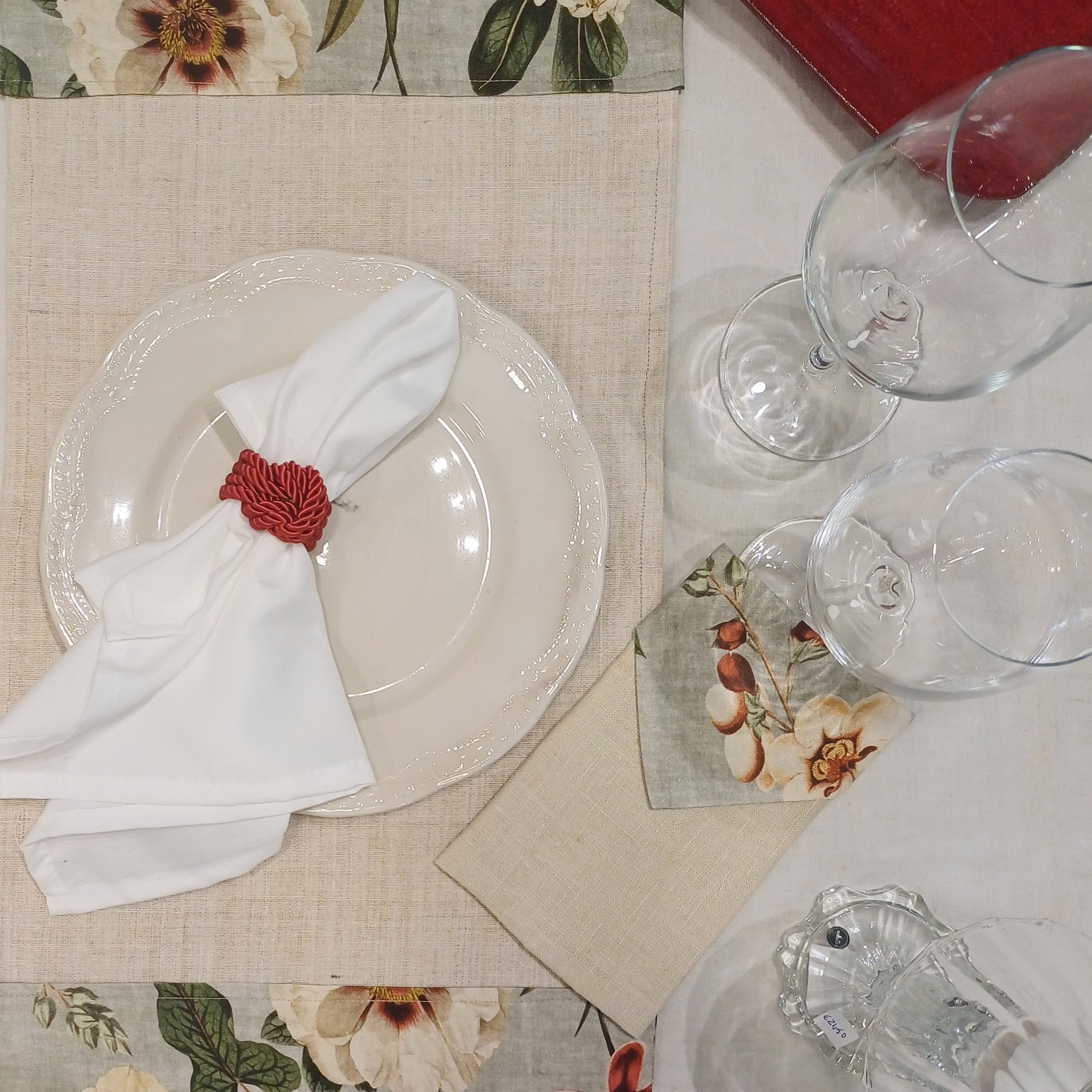 Pack de 2 Individuais de linho com flores