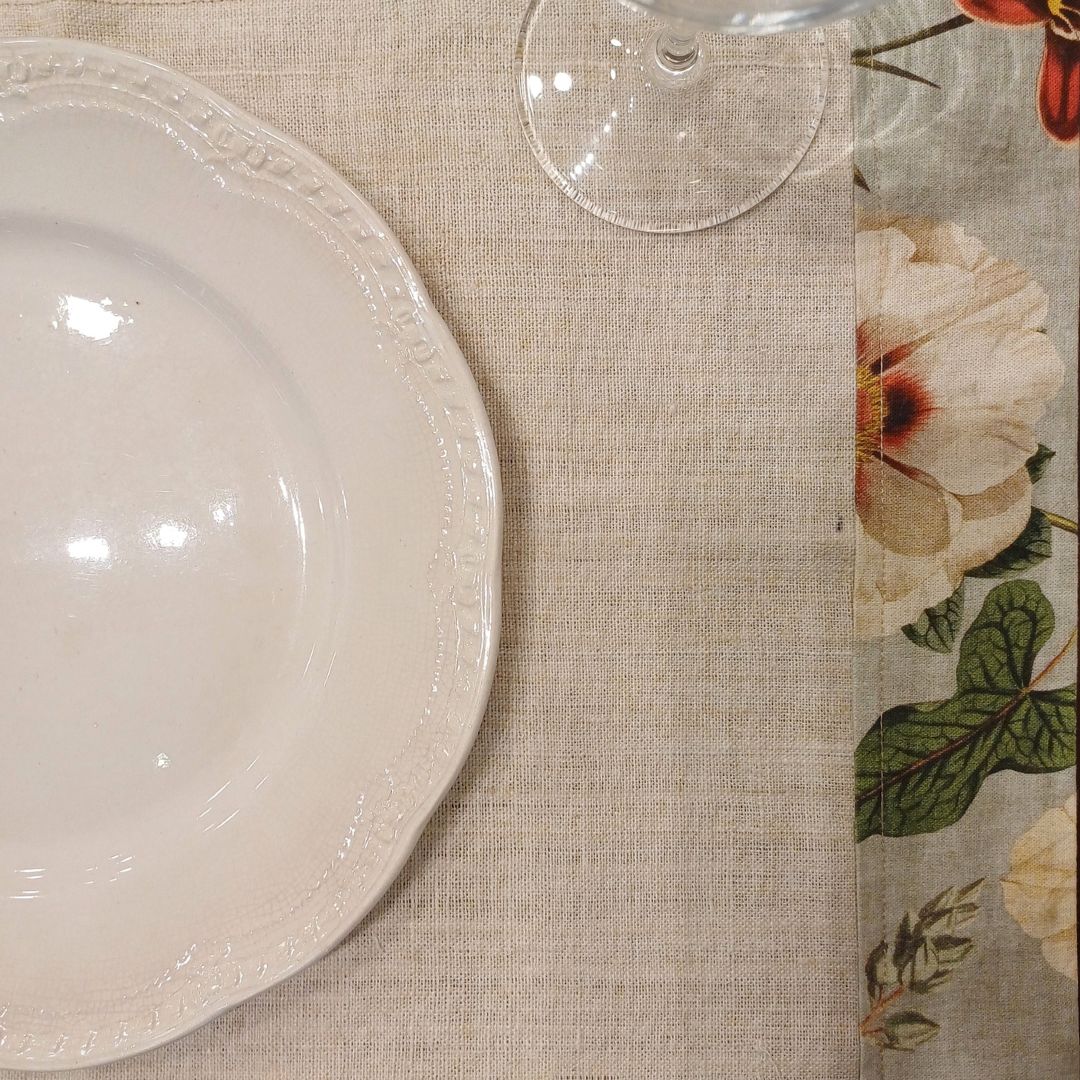 Pack de 2 Individuais de linho com flores