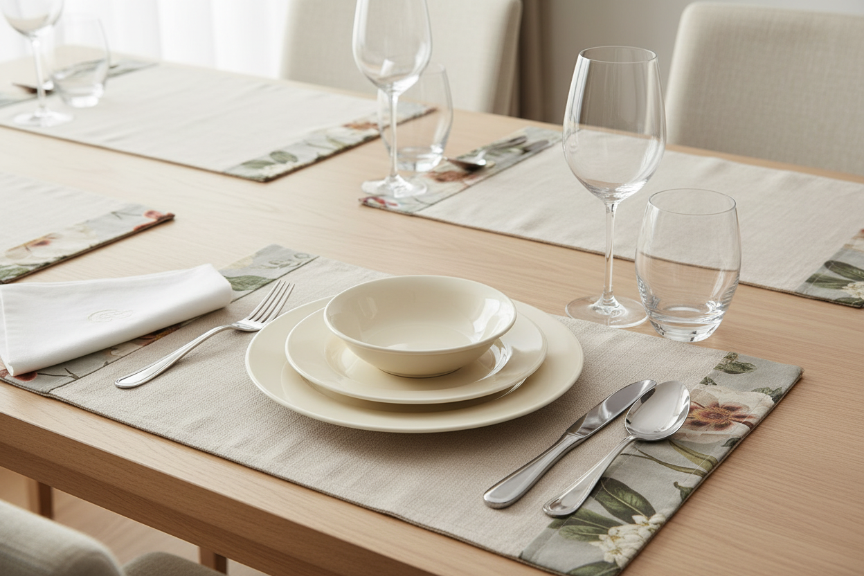 Pack de 2 Individuais de linho com flores