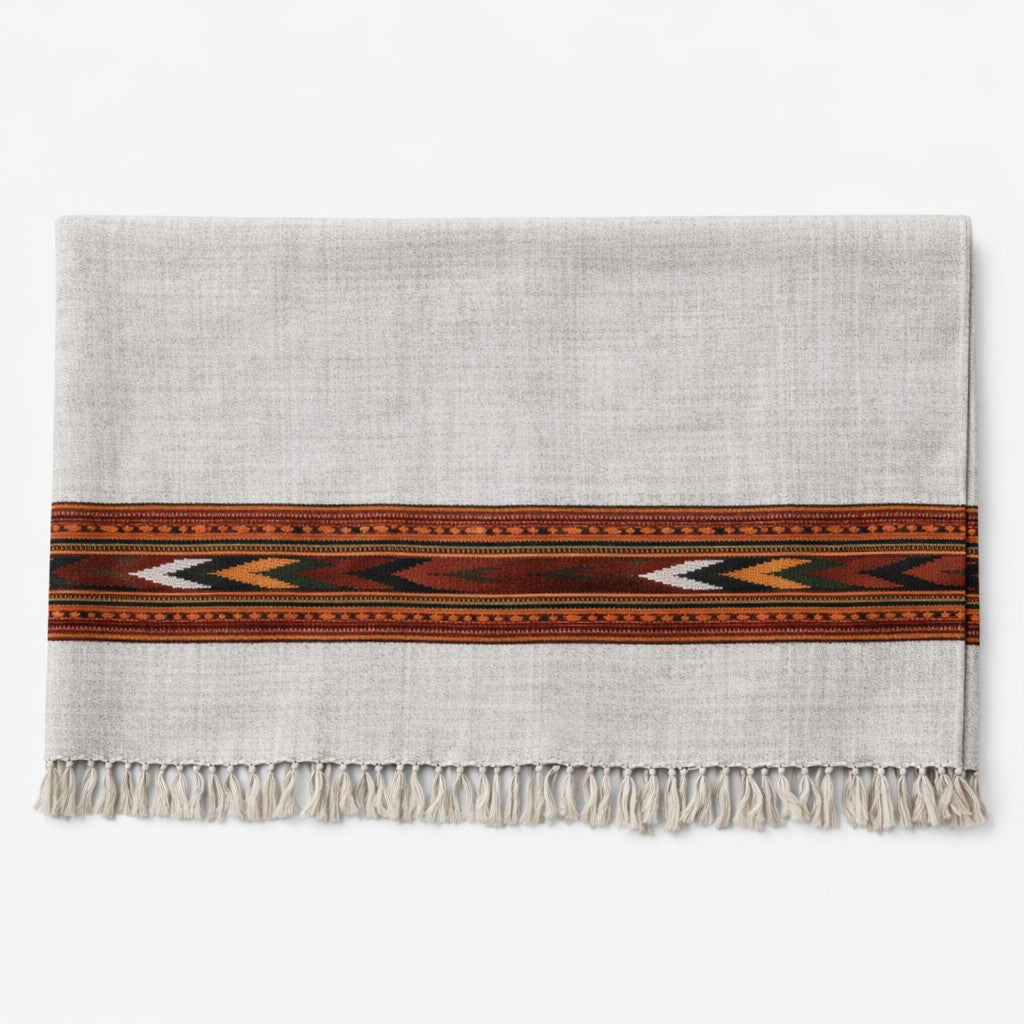 Pashmina Artesanal em Lã de Merino Natural