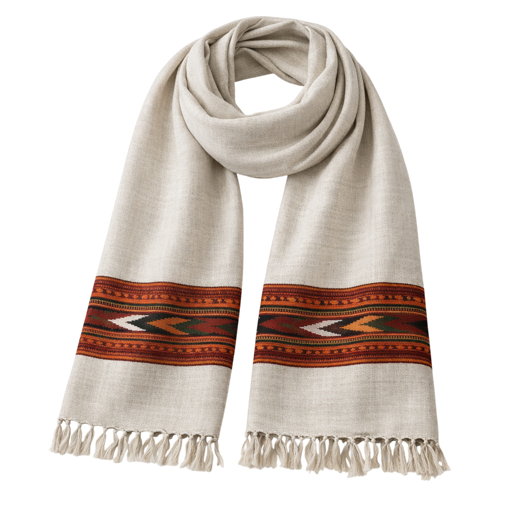 Pashmina Artesanal em Lã de Merino Natural