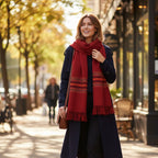 Pashmina Artesanal em Lã de Merino Vermelha