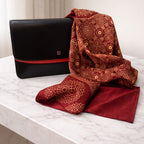 Pashmina Artesanal em Seda Bordô com Estampagem Tradicional Indiana