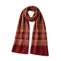 Pashmina Artesanal em Seda Bordô com Estampagem Tradicional Indiana