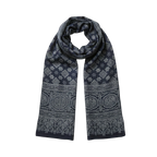 Pashmina Artesanal em Seda Estampada – Azul Profundo