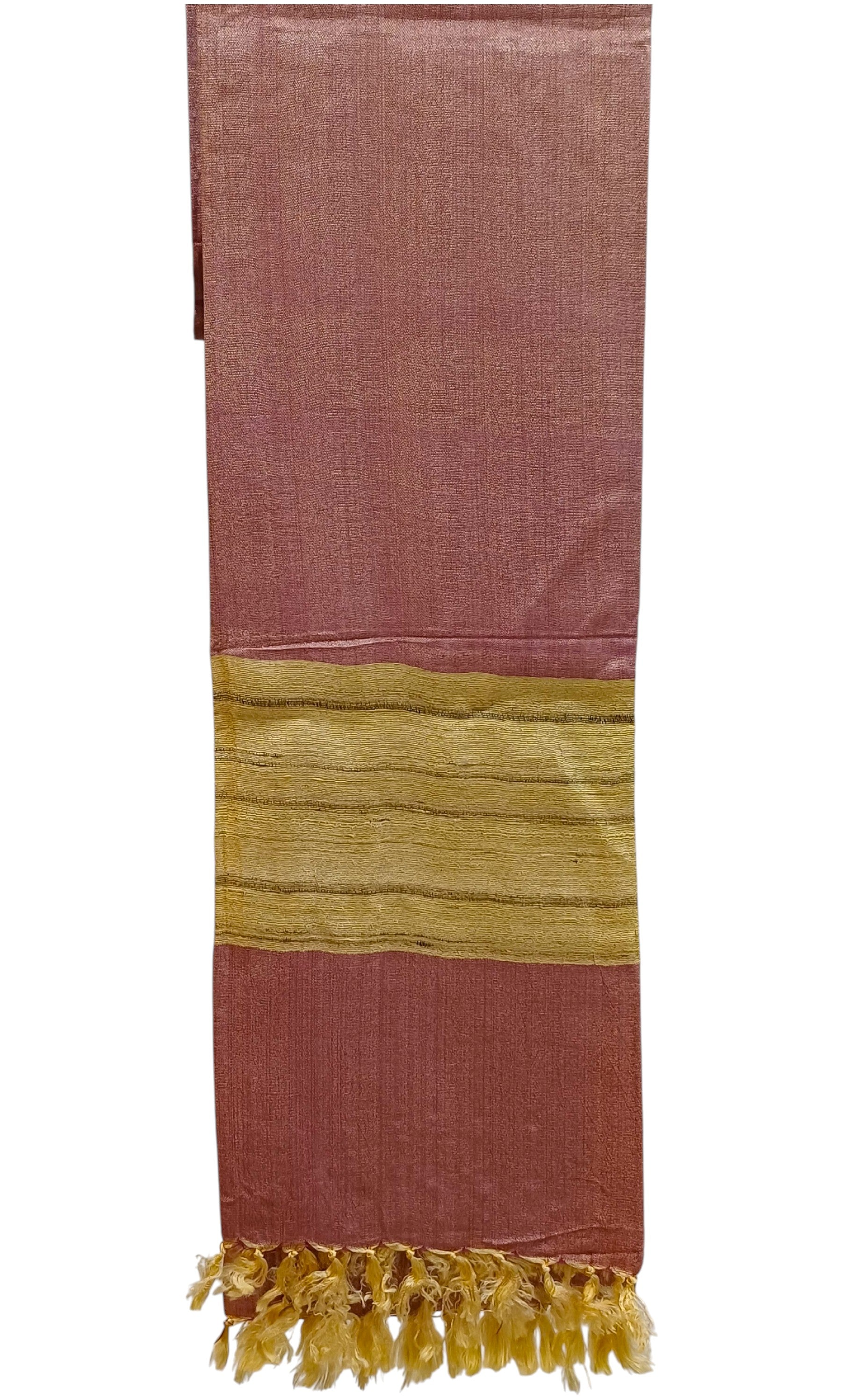 Pashmina Artesanal em Seda de Bananeira Rosa e Dourado