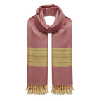 Pashmina Artesanal em Seda de Bananeira Rosa e Dourado